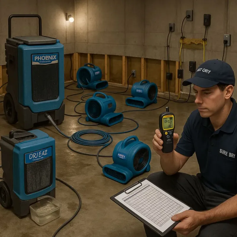 Structural Drying and Dehumidification process in Camp Pendleton North, CA